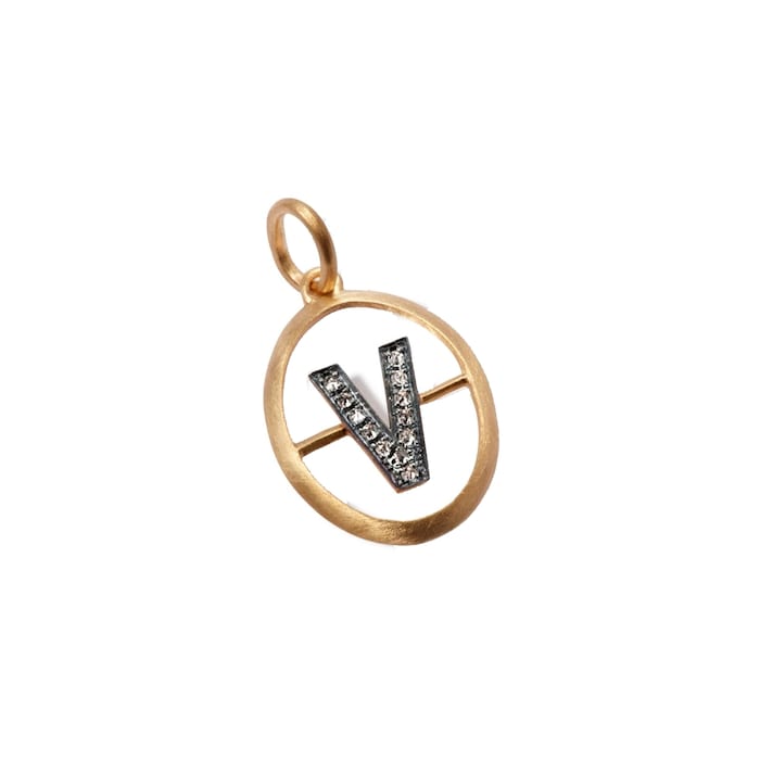 Annoushka Initials V Pendant In 18ct Yellow Gold With Diamonds