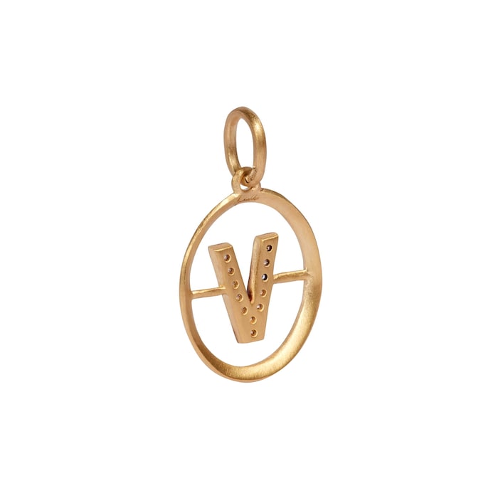 Annoushka Initials V Pendant In 18ct Yellow Gold With Diamonds