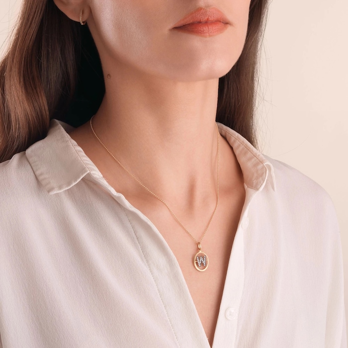 Annoushka Initials W Pendant In 18ct Yellow Gold With Diamonds