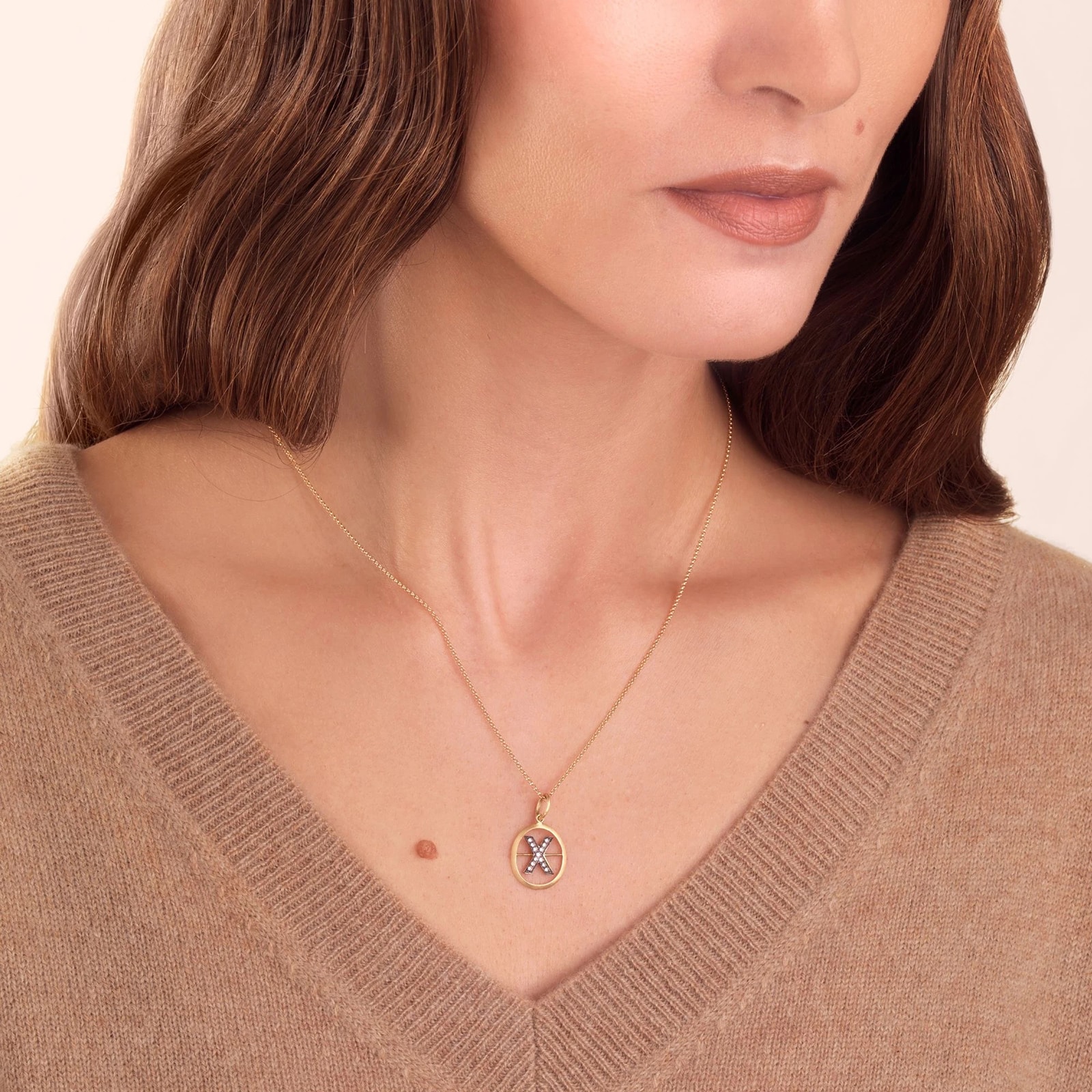 Annoushka Initials X Pendant In 18ct Yellow Gold With Diamonds Annoushka Initials X Pendant In 18ct Yellow Gold With Diamonds
