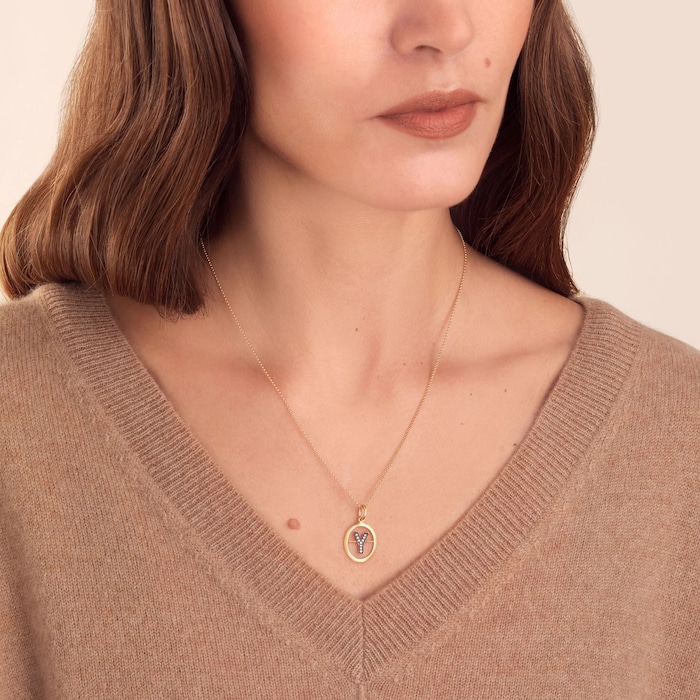 Annoushka Initials Y Pendant In 18ct Yellow Gold With Diamonds