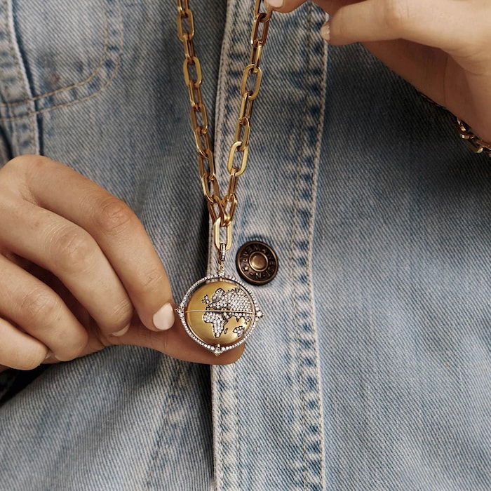 Annoushka Mythology Spinning Globe Pendant In 18ct Yellow Gold With Diamonds