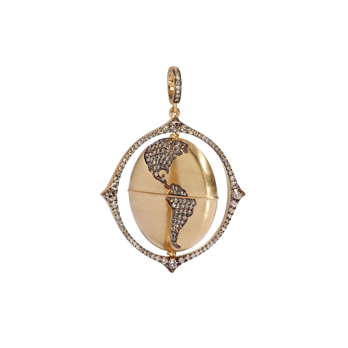 Annoushka Mythology Spinning Globe Pendant In 18ct Yellow Gold With Diamonds