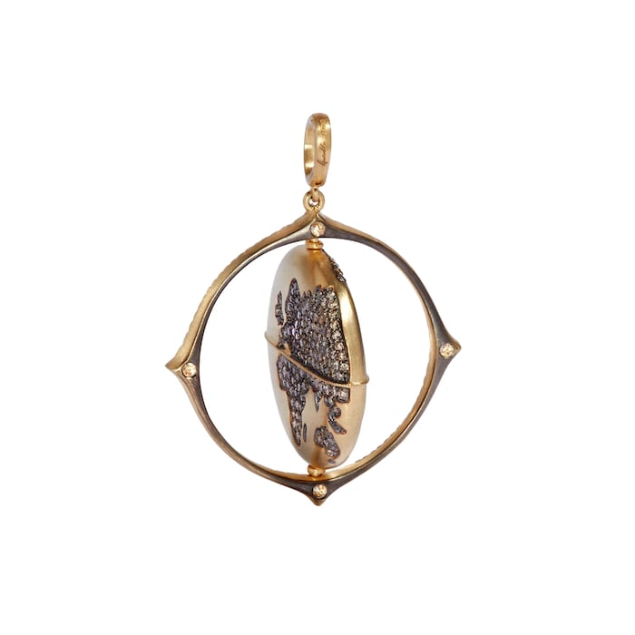 Annoushka Mythology Spinning Globe Pendant In 18ct Yellow Gold With Diamonds