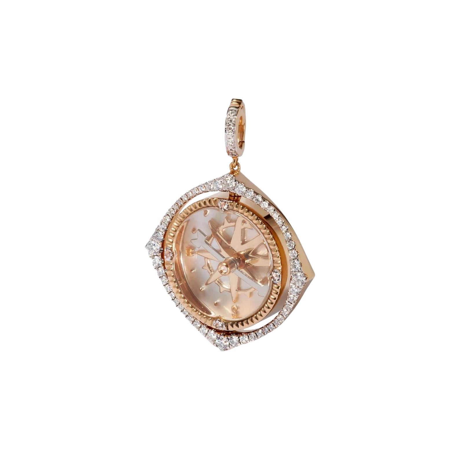 Annoushka Mythology Spinning Compass Pendant In 18ct Yellow Gold With Pearl, Quartz And Diamonds Annoushka Mythology Spinning Compass Pendant In 18ct Yellow Gold With Pearl, Quartz And Diamonds