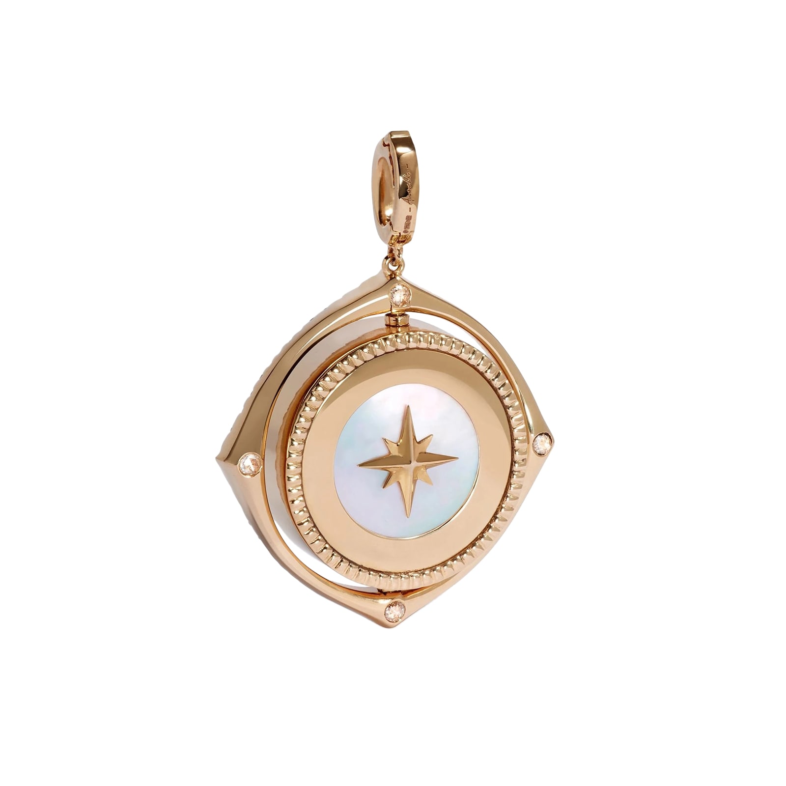 Annoushka Mythology Spinning Compass Pendant In 18ct Yellow Gold With Pearl, Quartz And Diamonds Annoushka Mythology Spinning Compass Pendant In 18ct Yellow Gold With Pearl, Quartz And Diamonds