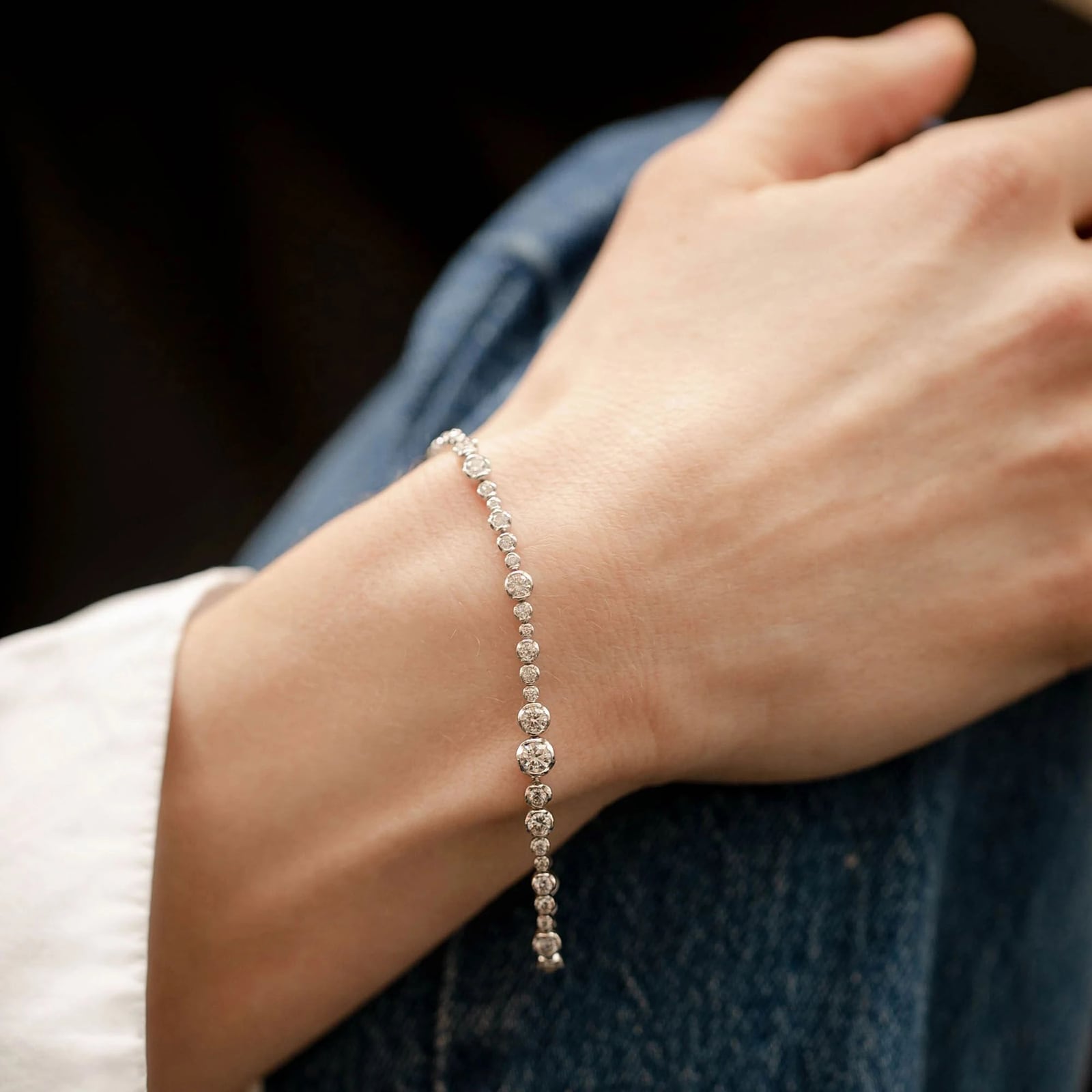 Annoushka Whoopsie Daisy Tennis Bracelet In 18ct White Gold With Diamonds