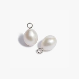 37560281 - Baroque Pearl Earrings Drops In 18ct White Gold