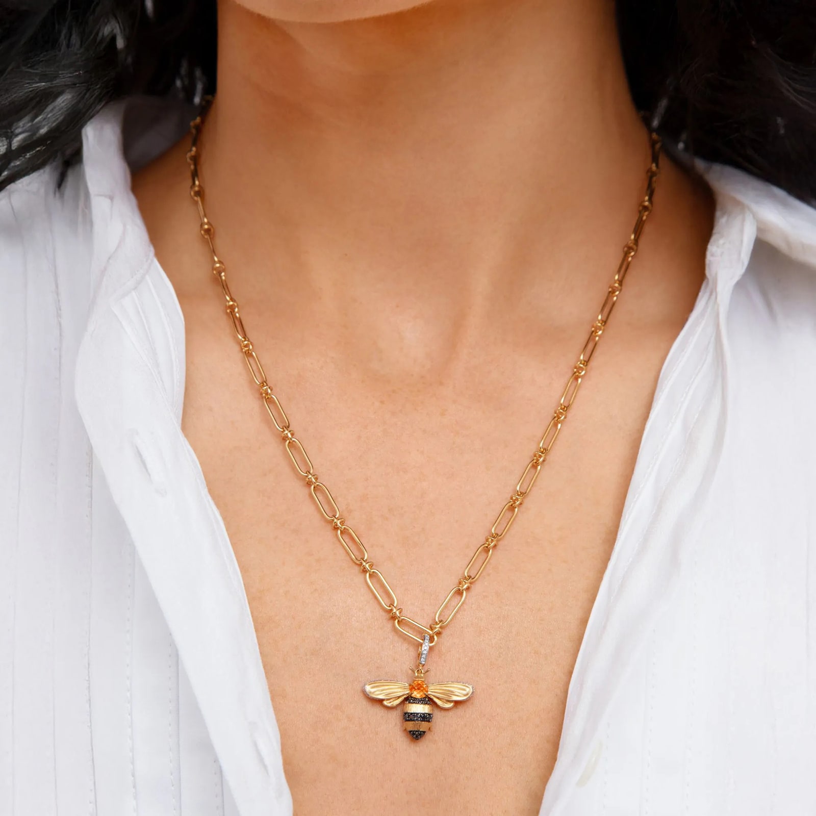 Annoushka Mythology Bee Charm Pendant In 18ct Yellow Gold With Diamonds & Citrine