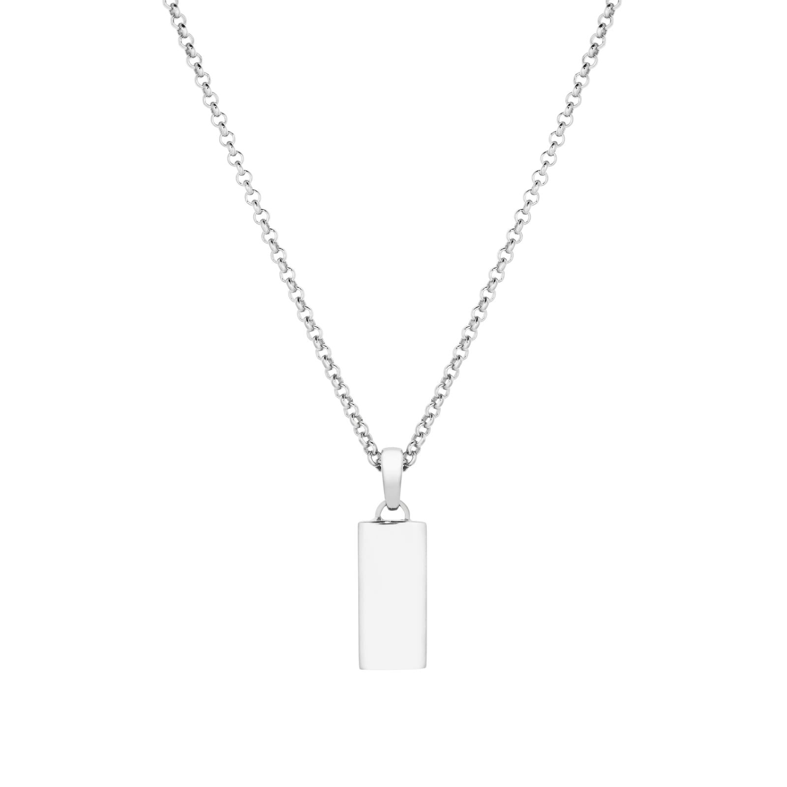 Sterling Silver Bar Pendant Belcher Chain Necklace - Small