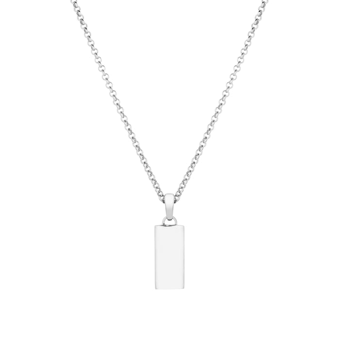 886 Royal Mint Sterling Silver Bar Pendant Belcher Chain Necklace - Small