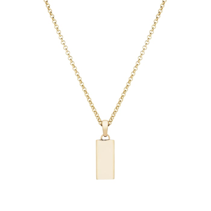 886 Royal Mint 9ct Yellow Gold Bar Pendant Belcher Chain Necklace - Small