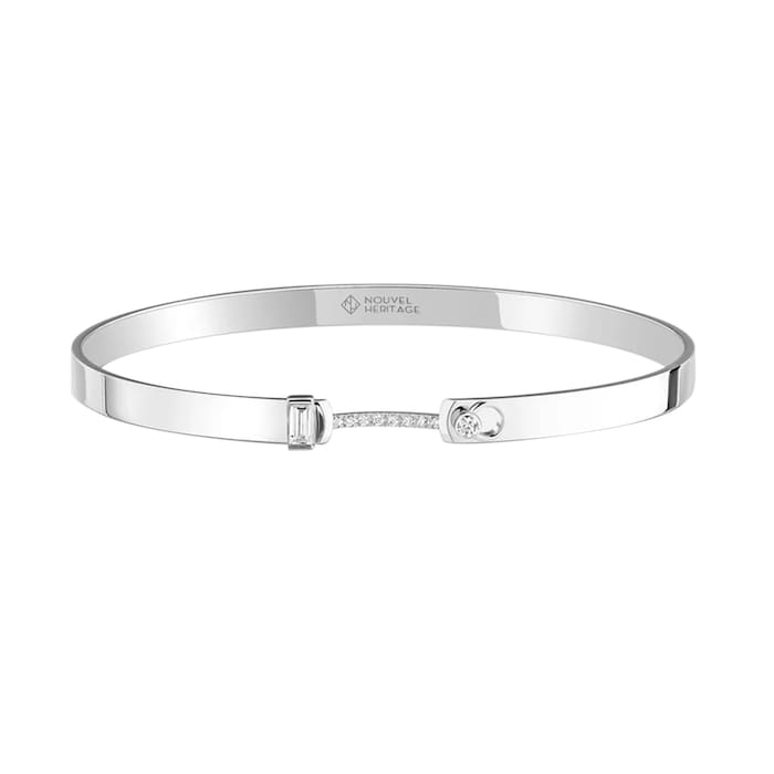 Nouvel Heritage Dinner Date Mood 18K White Gold Bangle - Size Small