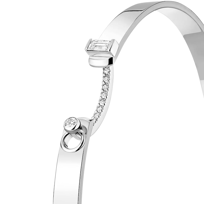 Nouvel Heritage Dinner Date Mood 18K White Gold Bangle - Size Small