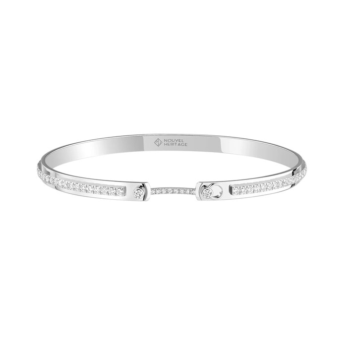 Nouvel Heritage Tuxedo Mood 18K White Gold Bangle - Size Small