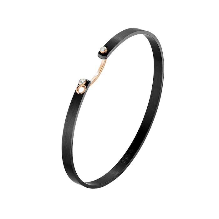 Nouvel Heritage Black Titanium Mood 18K Rose Gold Bangle - Size Small