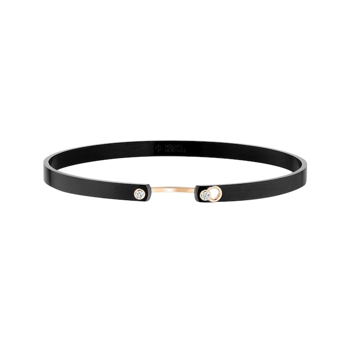 Nouvel Heritage Black Titanium Mood 18K Rose Gold Bangle - Size Small