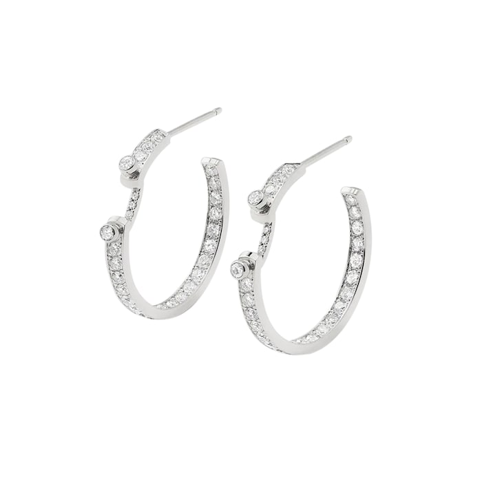 Nouvel Heritage Eternity Tuxedo Mood 18K White Gold Hoop Earrings