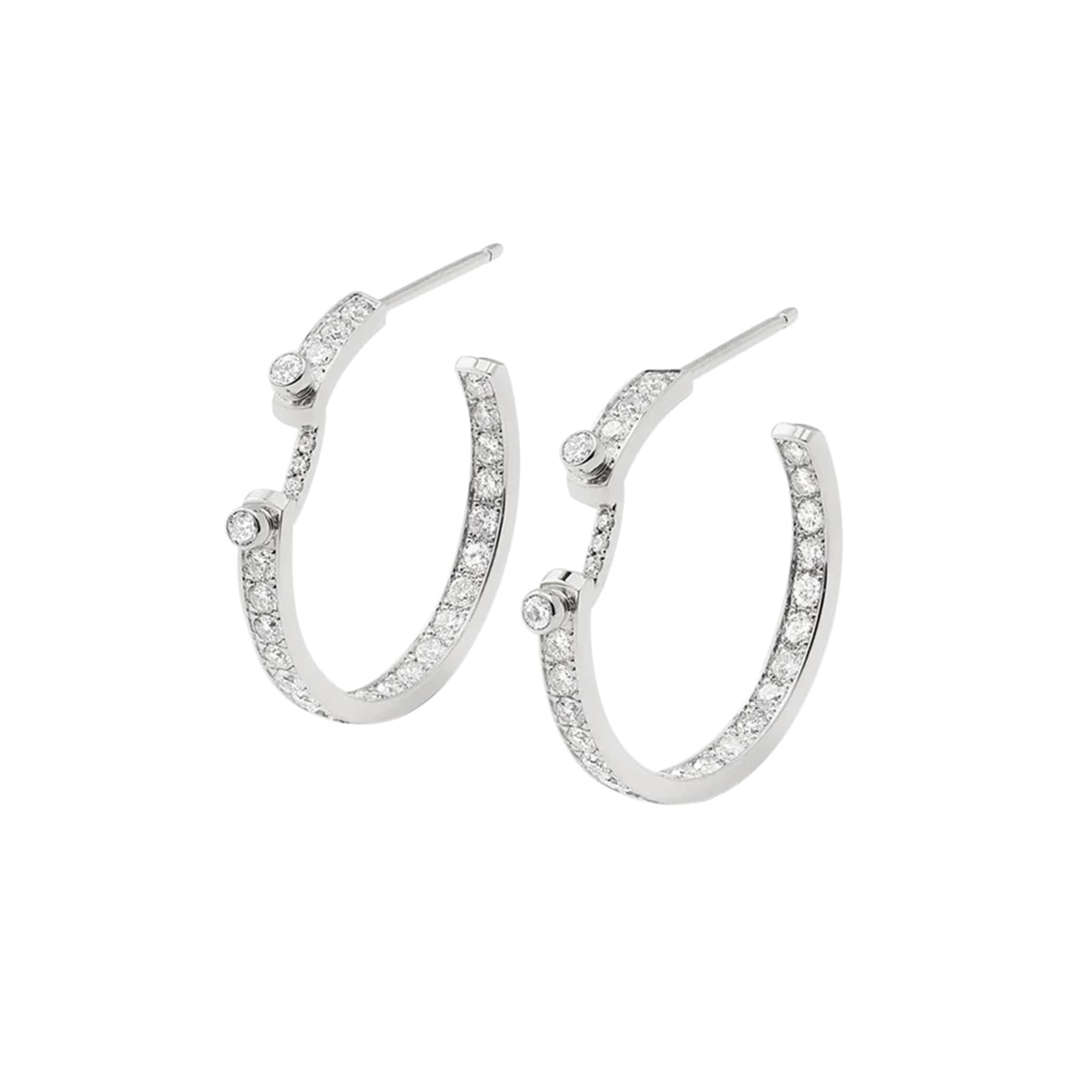 Nouvel Heritage Eternity Tuxedo Mood 18K White Gold Hoop Earrings
