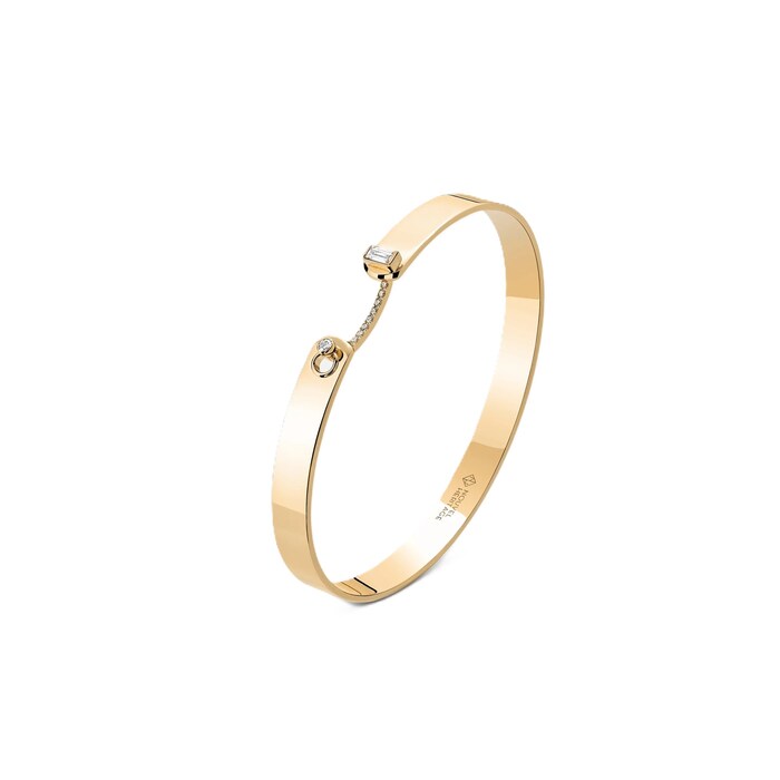 Nouvel Heritage 18K Yellow Gold Dinner Date GM Mood 0.19cttw Diamond Bangle - Size Small