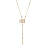 Nouvel Heritage Latch 18K Yellow Gold Mini Semi Paved Diamond Lariat Necklace