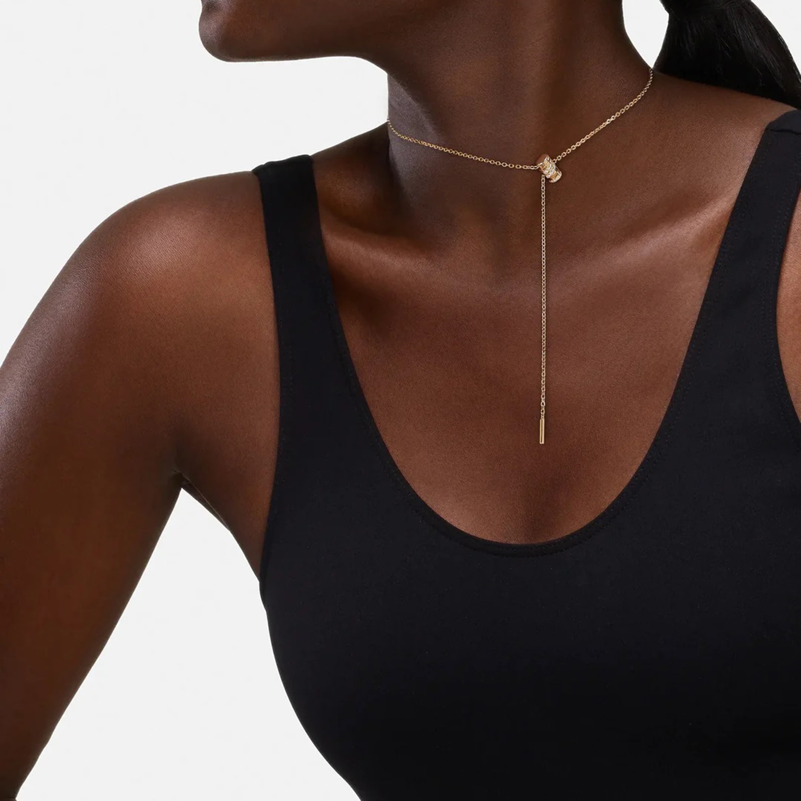 Nouvel Heritage Latch 18K Yellow Gold Mini Semi Paved Diamond Lariat Necklace Nouvel Heritage Latch 18K Yellow Gold Mini Semi Paved Diamond Lariat Necklace