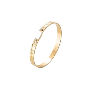 Nouvel Heritage 18K Yellow Gold Later Alligator GM Mood 0.11cttw Diamond Bangle - Size Small