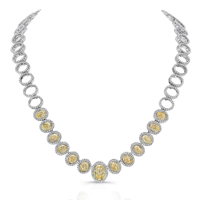 UNEEK 18k White Gold 16.41cttw Yellow Oval Diamond and 5.63cttw Diamond Necklace