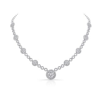 Uneek 18k White Gold 9.55cttw Diamond Halo Link Necklace