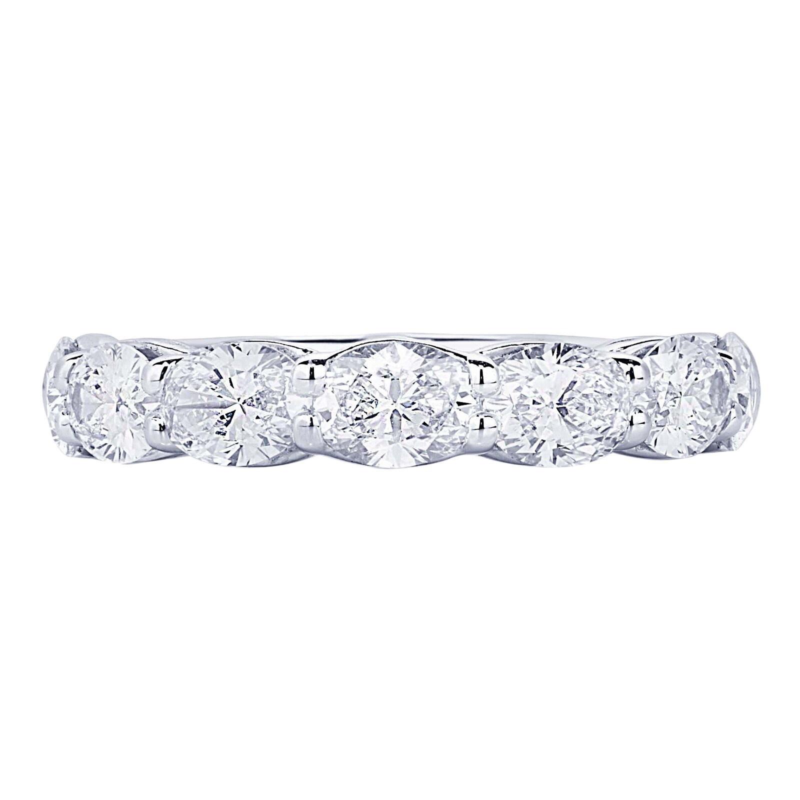 JB Star Platinum 1.88cttw Oval Cut 7 Stone Diamond Band -Ring Size 6.5