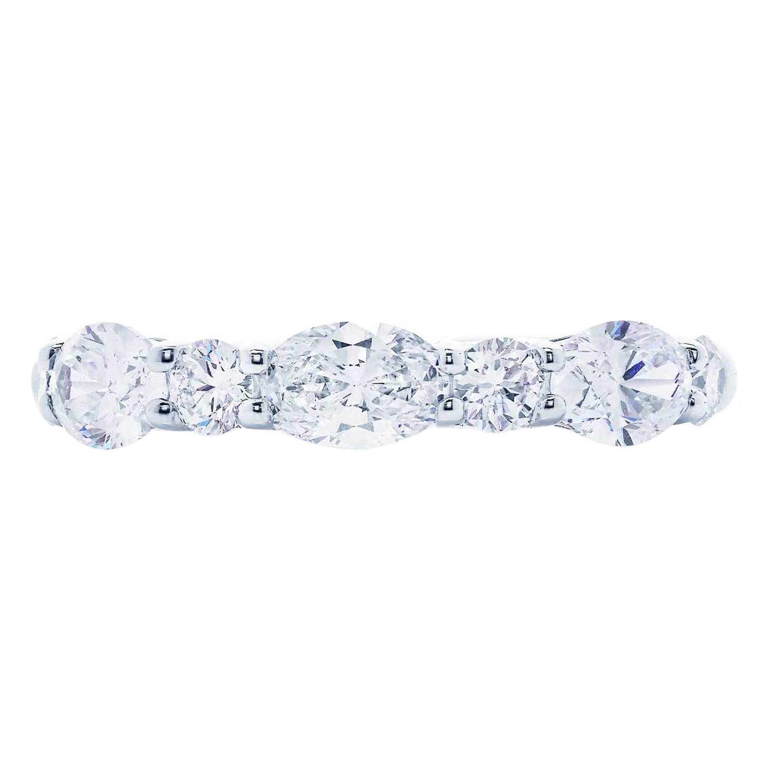 JB Star Platinum 1.25cttw Oval & Round Cut 7 Stone Diamond Band -Ring Size 6.5