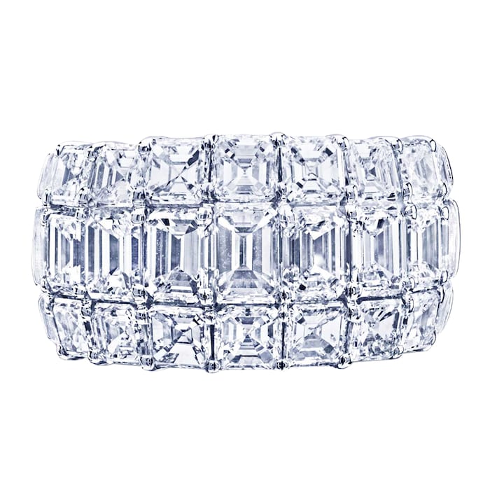 JB Star Platinum 6.55cttw Emerald & Princess Cut Engagement Ring -Ring Size 6.5