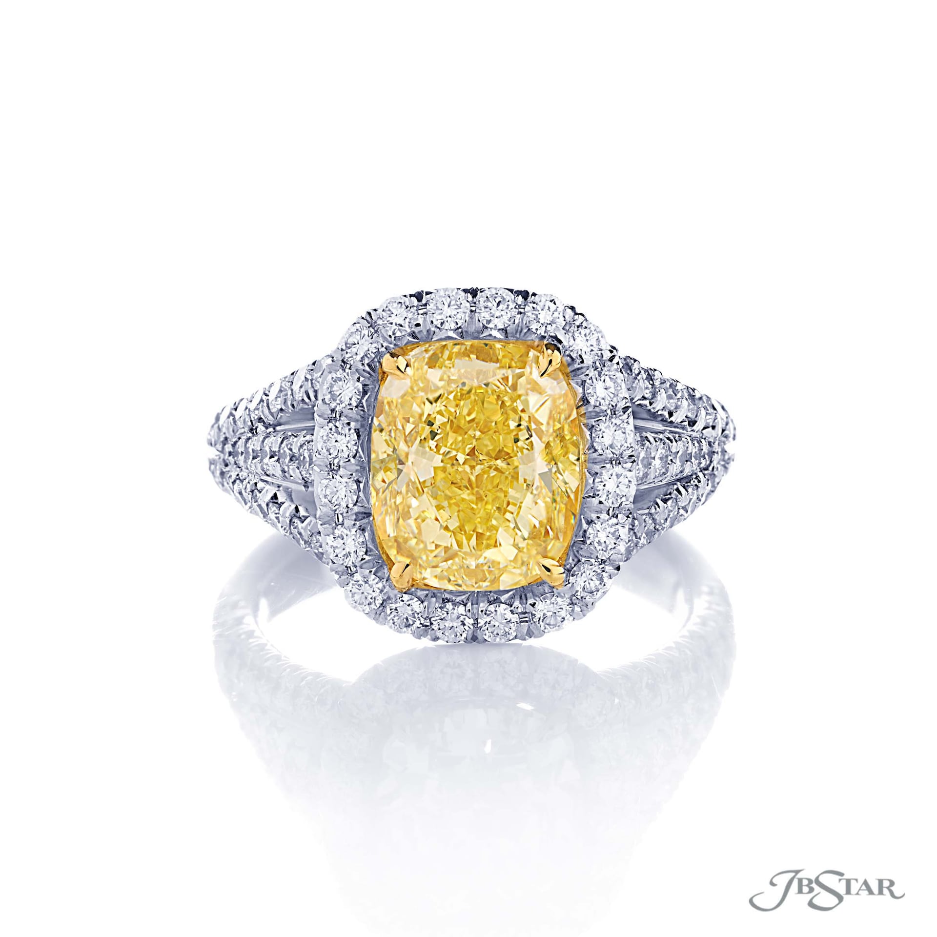 JB Star Platinum 4.56cttw Cushion Cut Halo Engagement Ring -Ring Size 6.5 JB Star Platinum 4.56cttw Cushion Cut Halo Engagement Ring -Ring Size 6.5