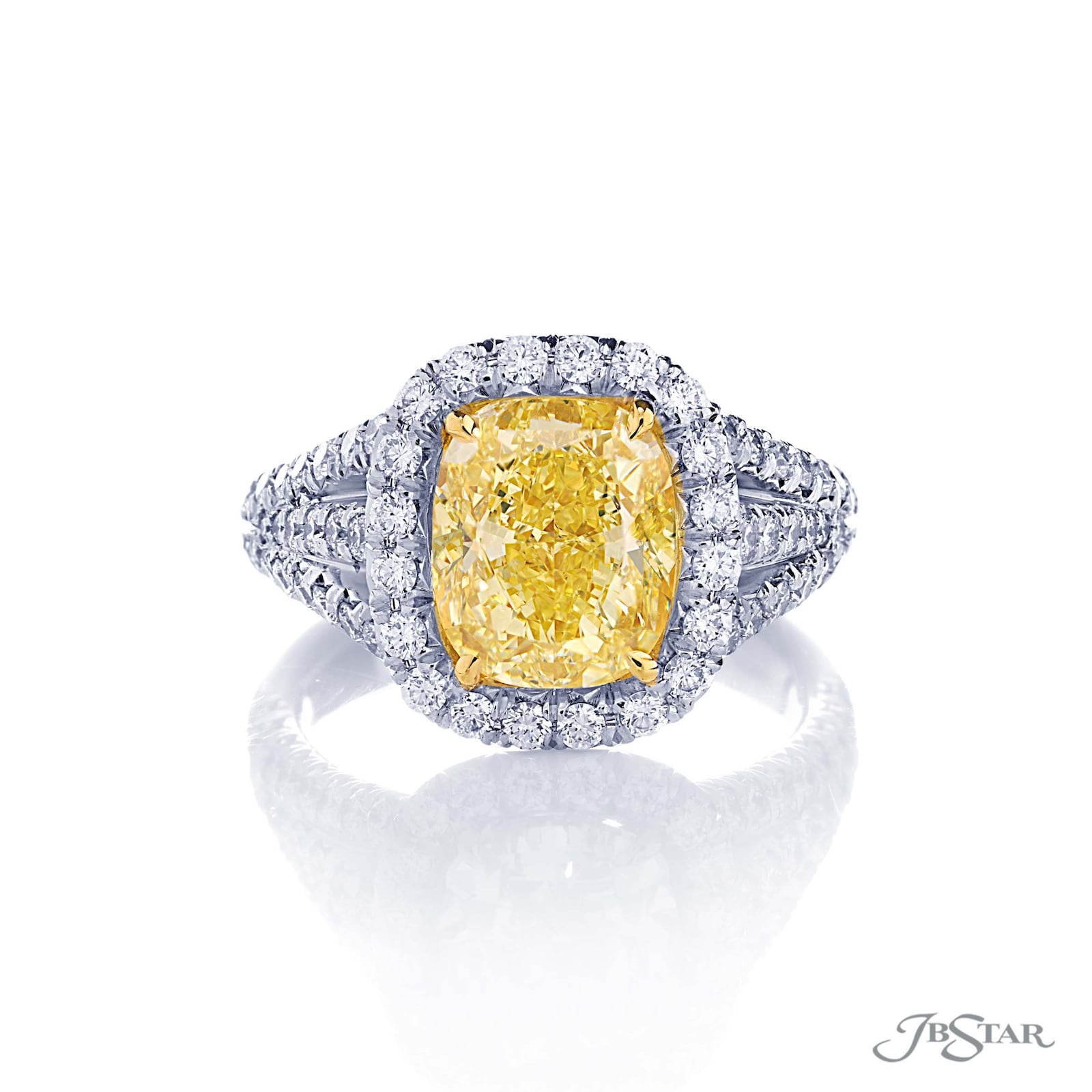 JB Star Platinum 4.56cttw Cushion Cut Halo Engagement Ring -Ring Size 6.5