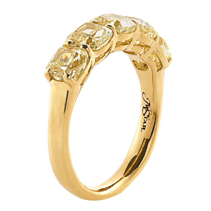 JB Star 18k Yellow Gold 3.10cttw Cushion Cut 5 Stone Diamond Band -Ring Size 6.5