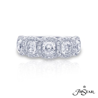 JB Star Platinum 2.50cttw Cushion Cut 5 Stone Halo Diamond Band -Ring Size 6.5 JB Star Platinum 2.50cttw Cushion Cut 5 Stone Halo Diamond Band -Ring Size 6.5