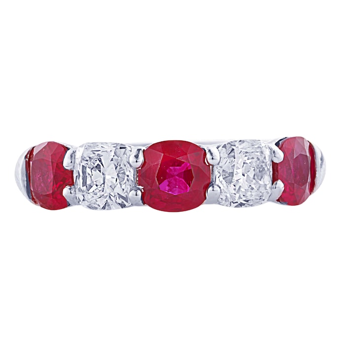 JB Star Platinum 1.80cttw Ruby & 1.70cttw Diamond Diamond Band -Ring Size 6.5