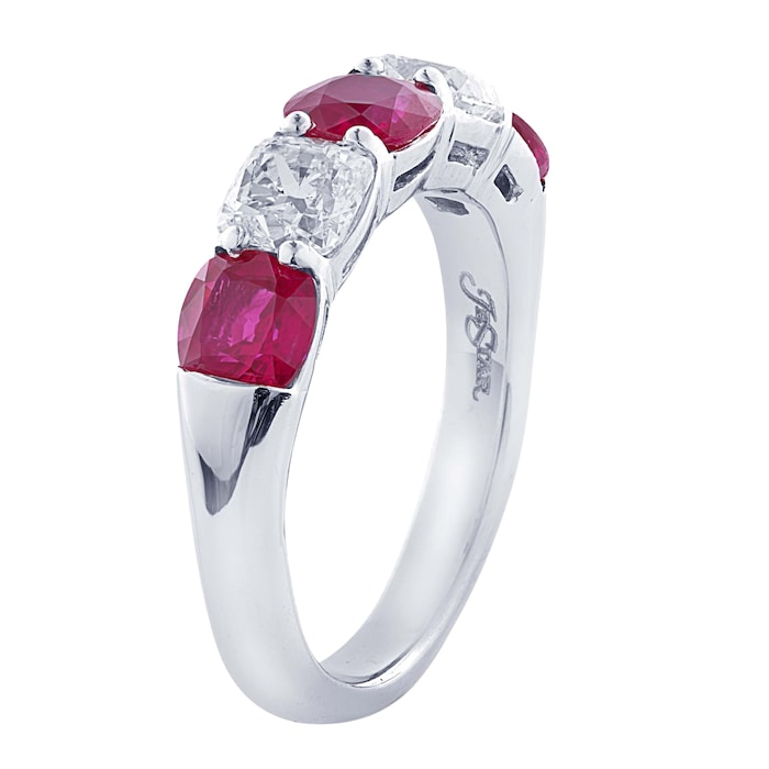 JB Star Platinum 1.80cttw Ruby & 1.70cttw Diamond Diamond Band -Ring Size 6.5