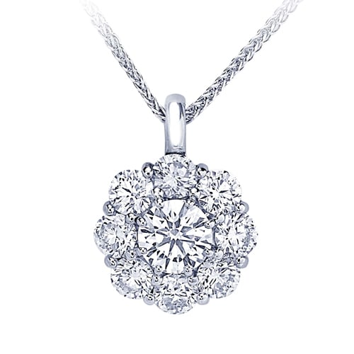 JB Star Platinum 3.03cttw Diamond Halo Pendant