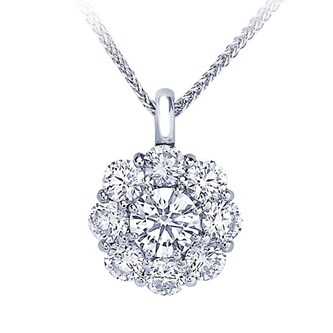 JB Star Platinum 3.03cttw Diamond Halo Pendant