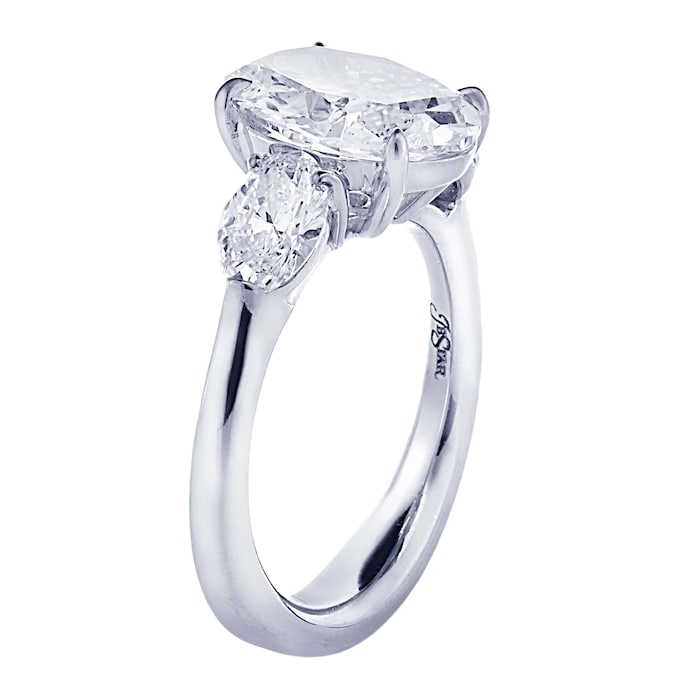 JB Star Platinum 4.73cttw Oval Cut Engagement Ring -Ring Size 6.5