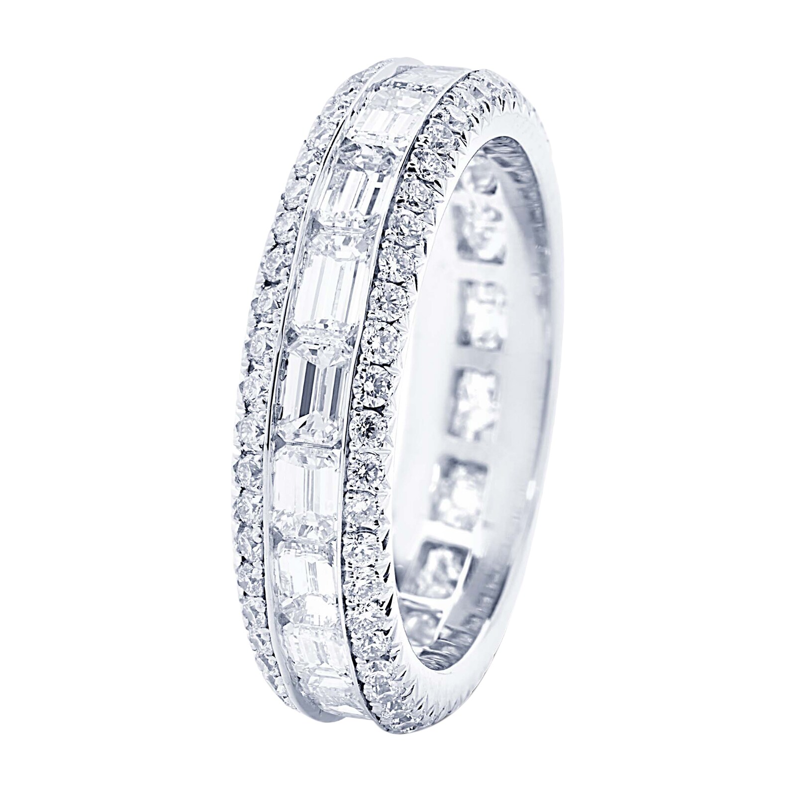 JB Star Platinum 2.65cttw Emerald Cut Channel Set Diamond Band -Ring Size 6.5