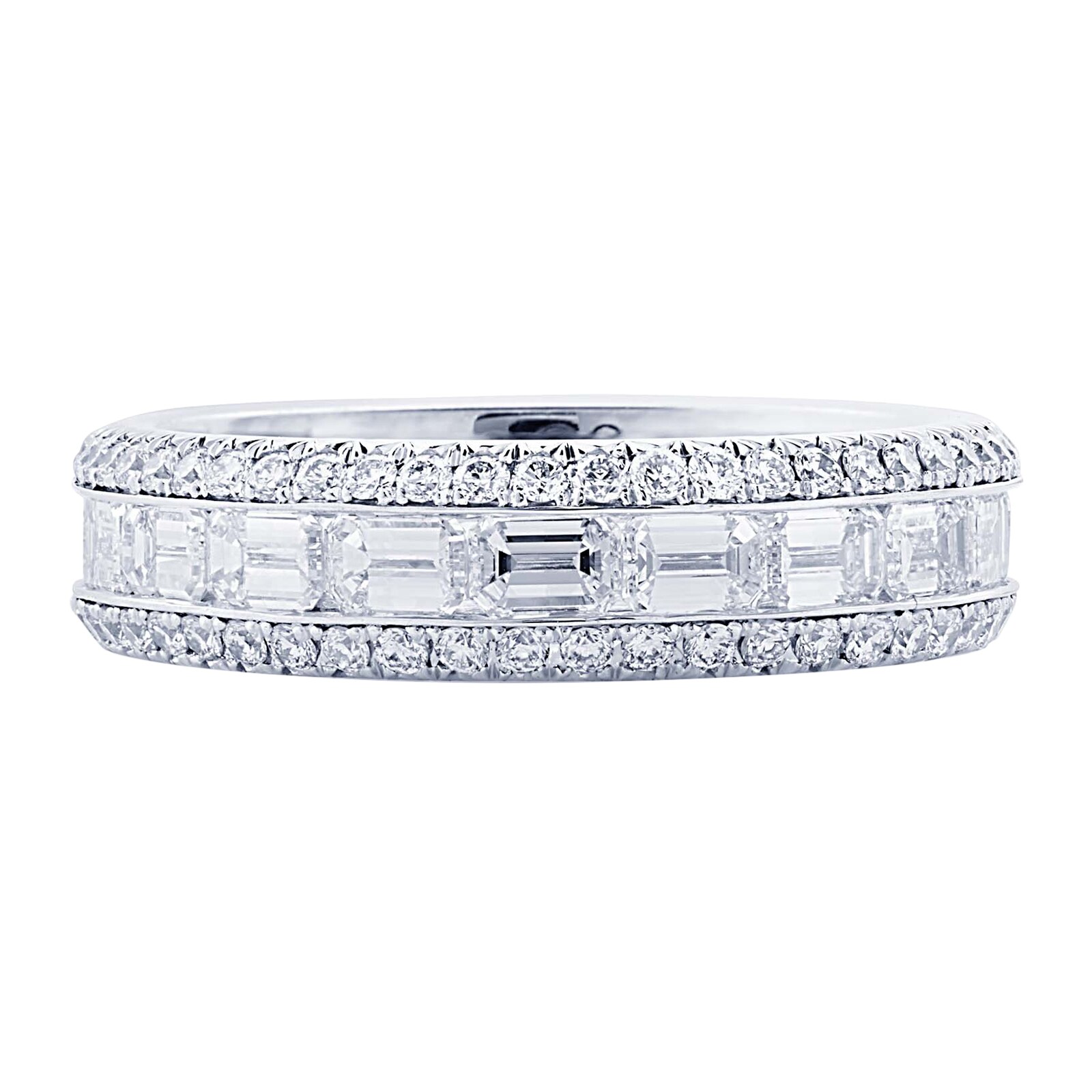 JB Star Platinum 2.65cttw Emerald Cut Channel Set Diamond Band -Ring Size 6.5