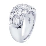 JB Star Platinum 4.26cttw Emerald Cut 3 Row Diamond Band -Ring Size 6.5