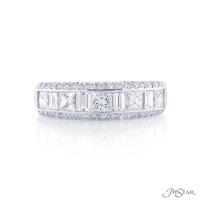 JB Star Platinum 1.7cttw Mixed Cut Channel Set Diamond Band -Ring Size 6.5