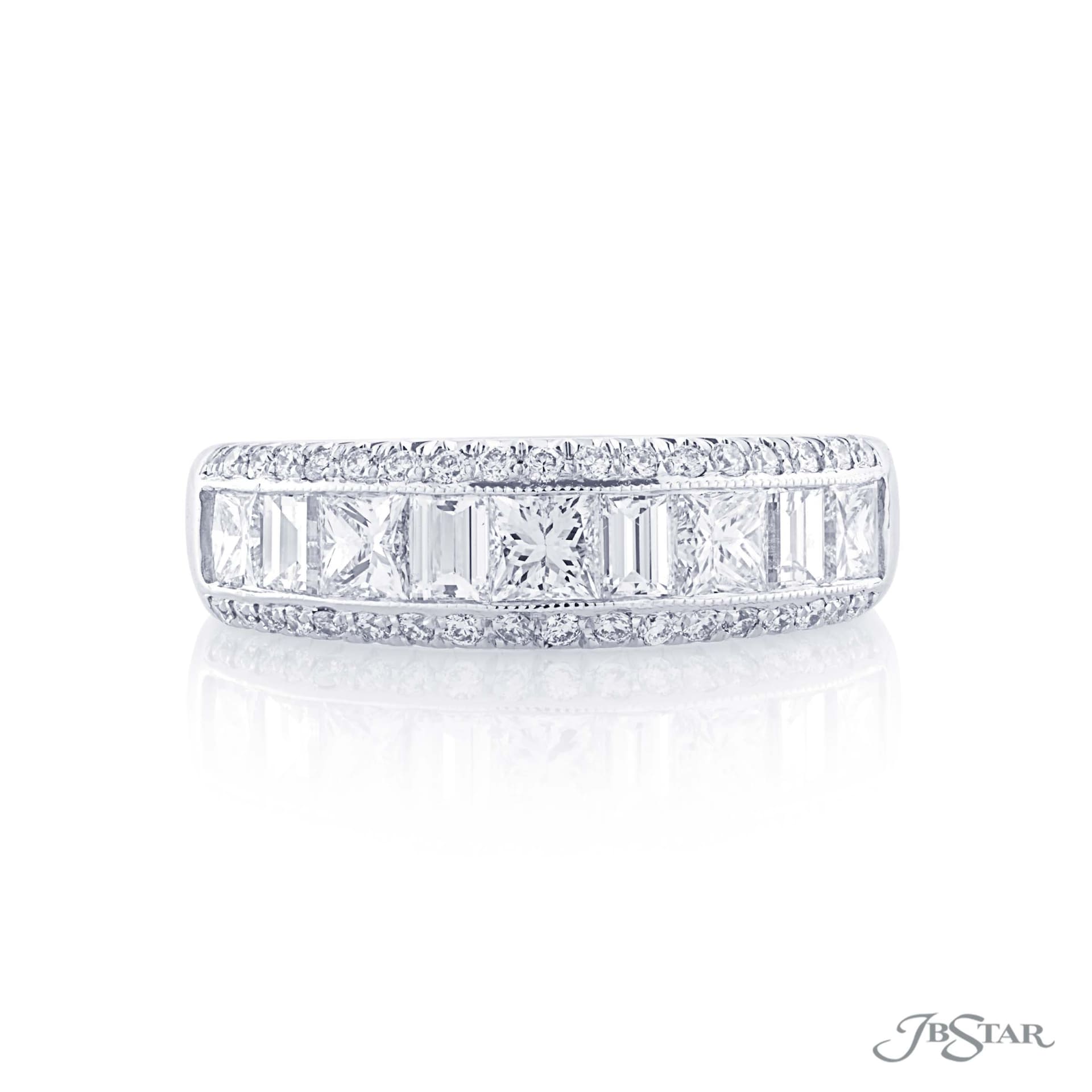 JB Star Platinum 1.7cttw Mixed Cut Channel Set Diamond Band -Ring Size 6.5 JB Star Platinum 1.7cttw Mixed Cut Channel Set Diamond Band -Ring Size 6.5