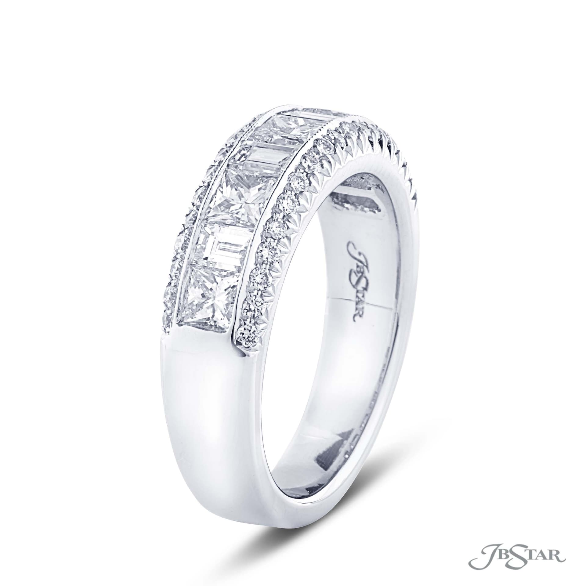 JB Star Platinum 1.7cttw Mixed Cut Channel Set Diamond Band -Ring Size 6.5 JB Star Platinum 1.7cttw Mixed Cut Channel Set Diamond Band -Ring Size 6.5