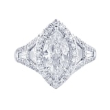 JB Star Platinum 3.29cttw Marquise Cut Halo Engagement Ring -Ring Size 6.5