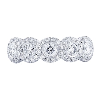 JB Star Platinum 1.32cttw 5 Stone Halo Diamond Band -Ring Size 6.5 JB Star Platinum 1.32cttw 5 Stone Halo Diamond Band -Ring Size 6.5