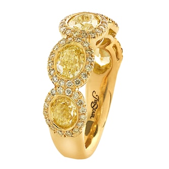 JB Star 18k Yellow Gold 3.08cttw Oval Cut 5 Stone Diamond Band -Ring Size 6.5